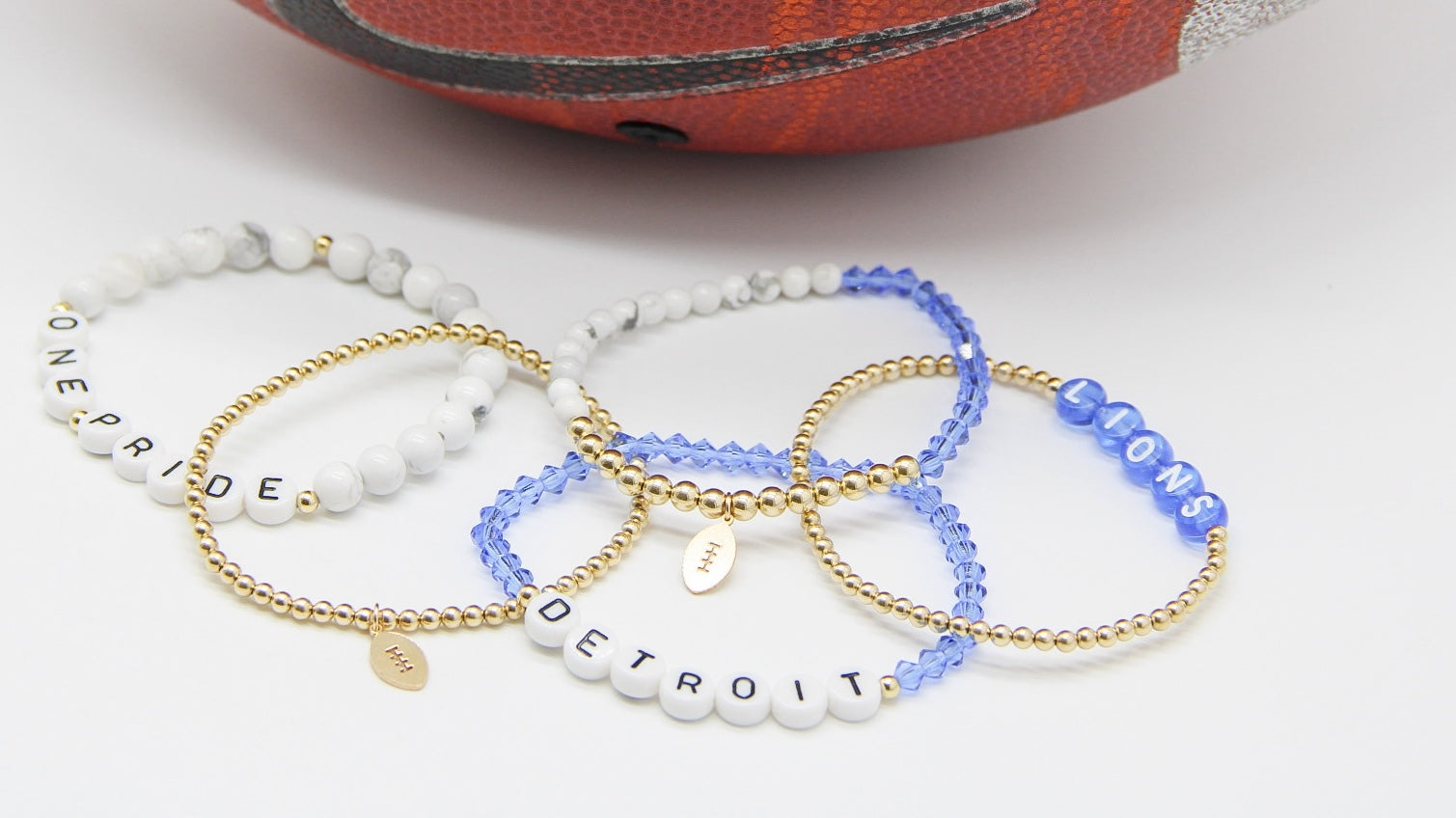 detroit lions beaded bracelet, one pride bracelet, lions bracelet, football charm bracelet,small business, handmade,