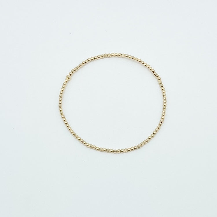 14k gold-filled beaded bracelet, classic bracelet, stack ideas, michigan made, rochester mi, 2mm beads, simple bracelet, elastic bracelet, handmade