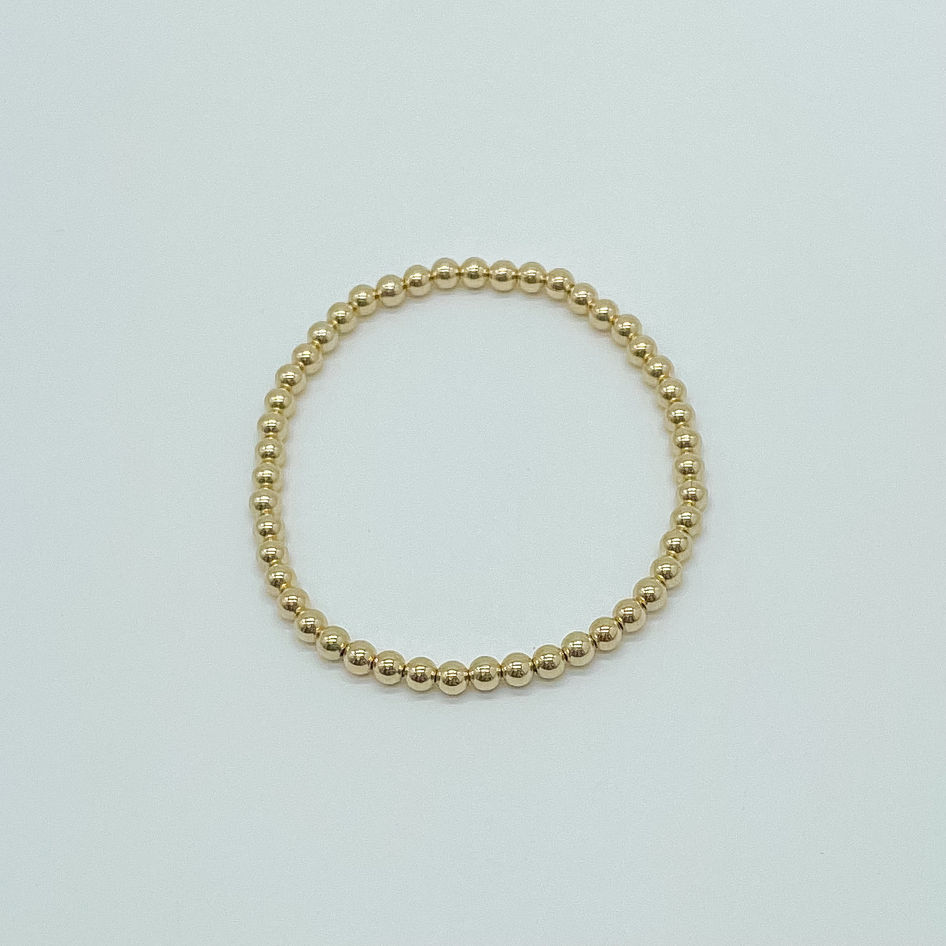 14k gold-filled beaded bracelet, classic bracelet, stack ideas, michigan made, rochester mi, 4mm beads, simple bracelet, elastic bracelet, handmade