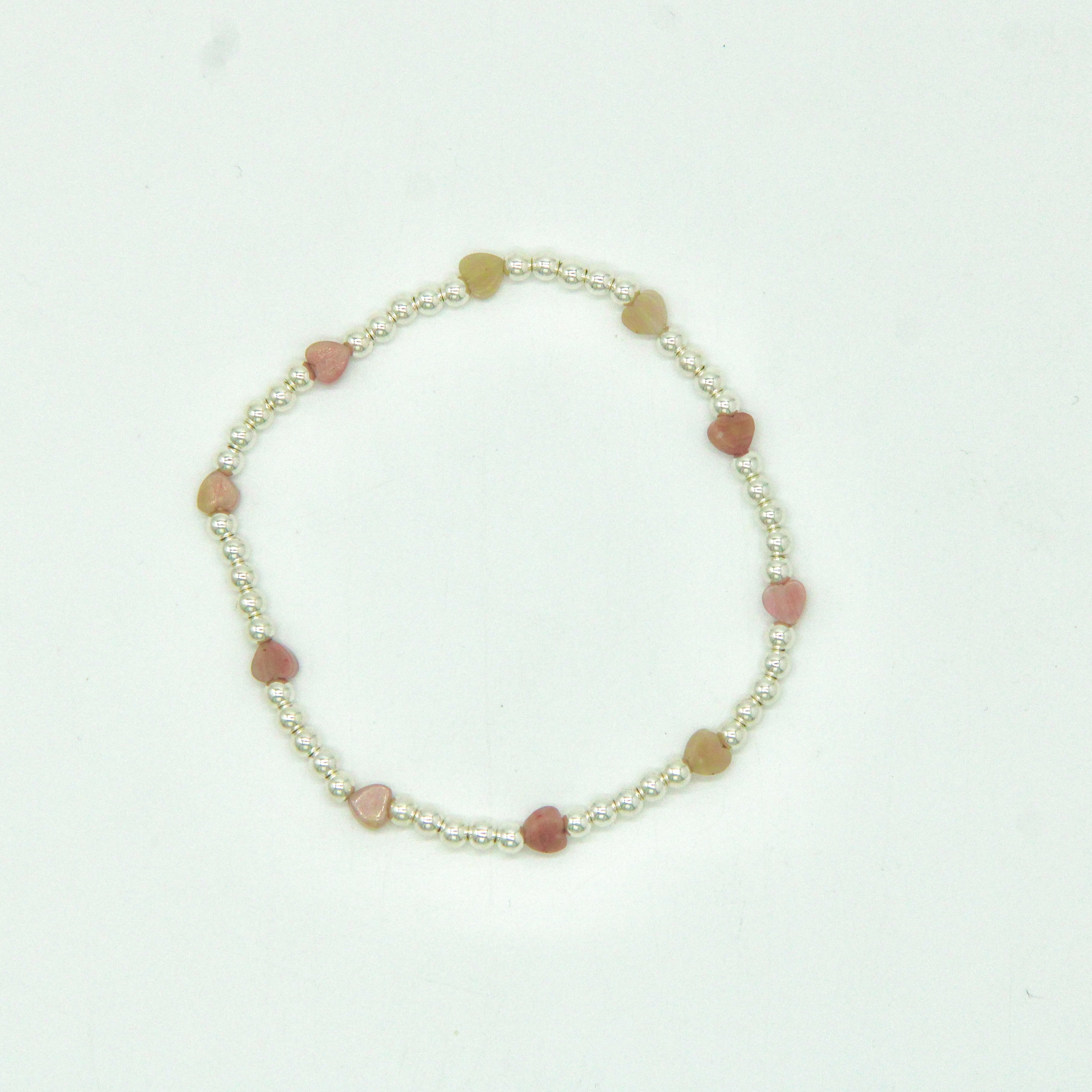 gold filled bracelet, sterling silver bracelet, beaded bracelet, stretchy bracelet, mini heart bracelet, valentines bracelet