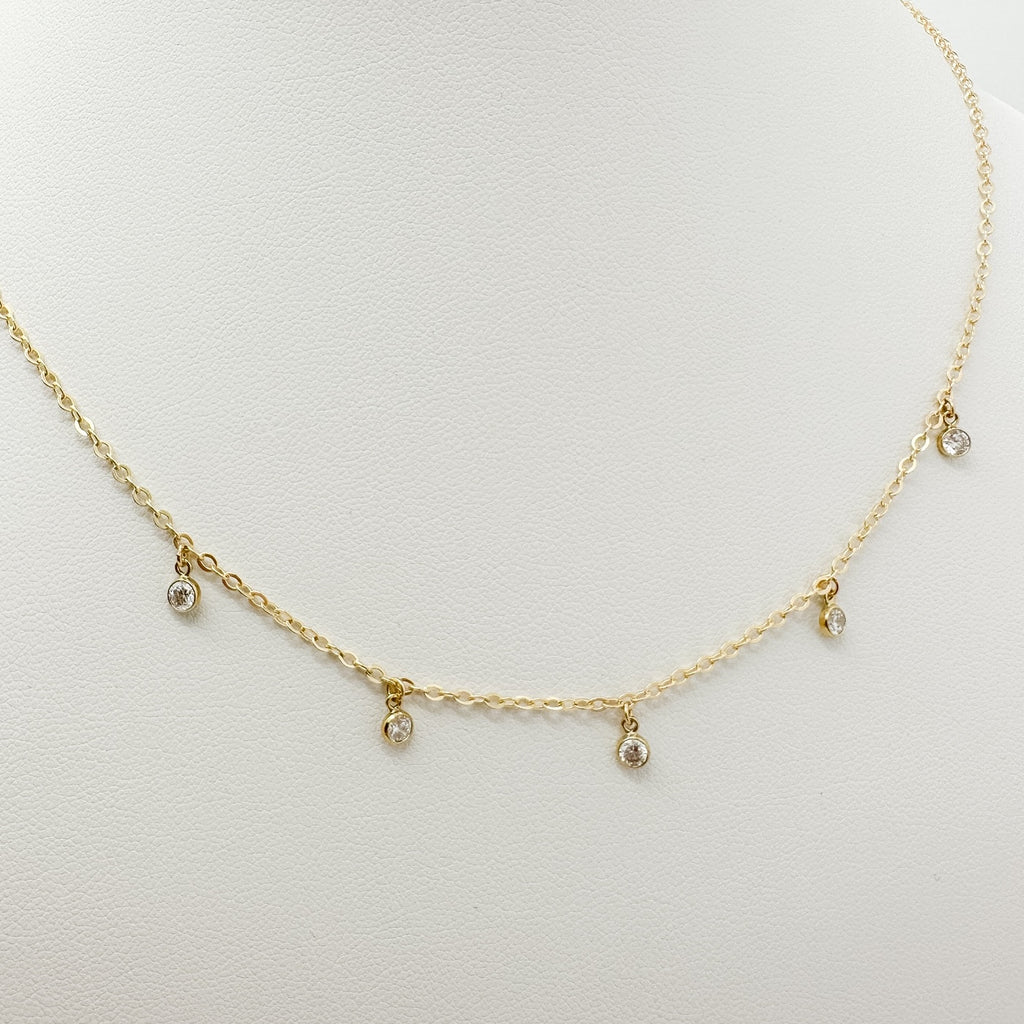 14 gold filled necklace with CZ charms