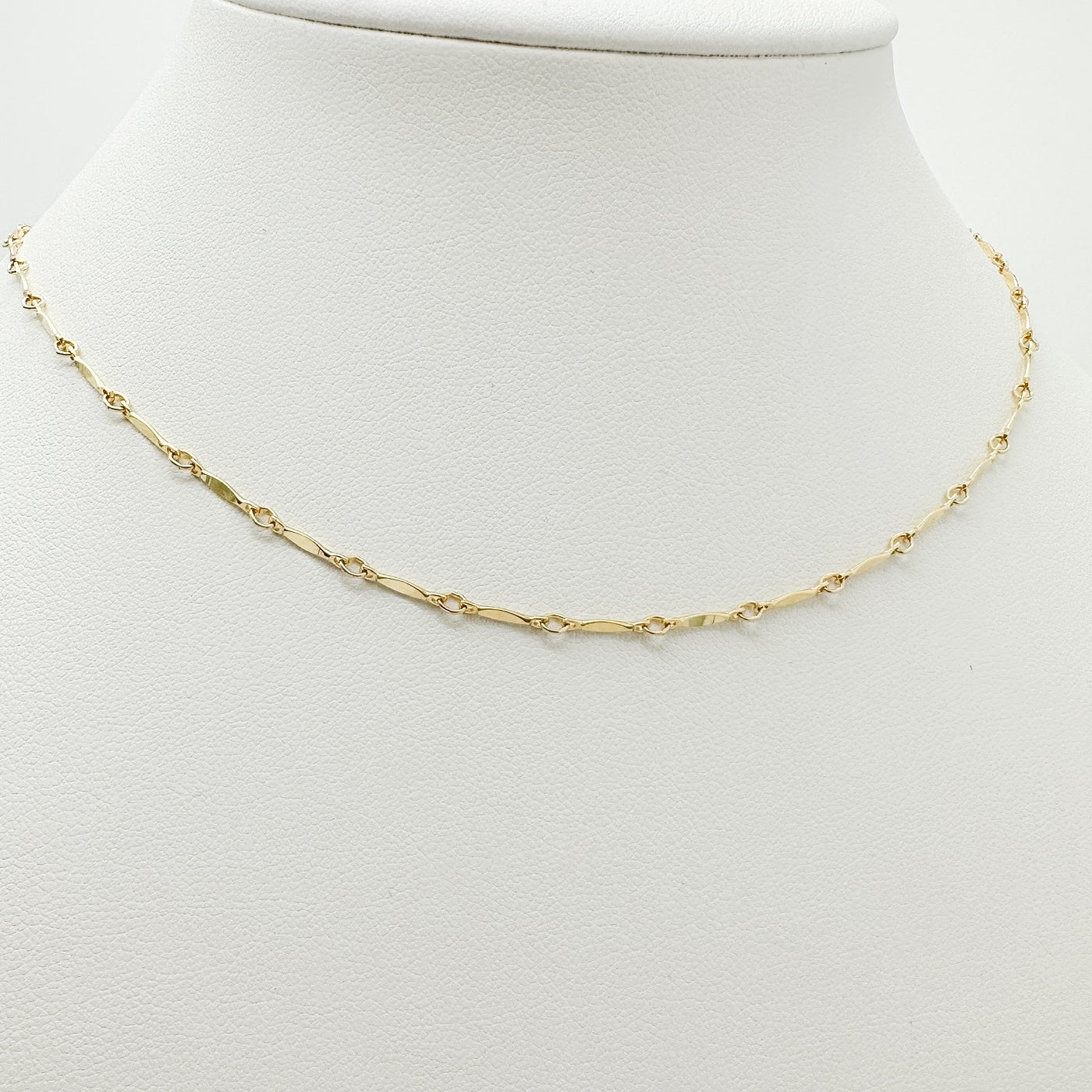 14k gold-filled necklace, dapped bar necklace, simple necklace, waterproof necklace, stackable necklace, chain necklace, small business, handmade, essbe, michigan