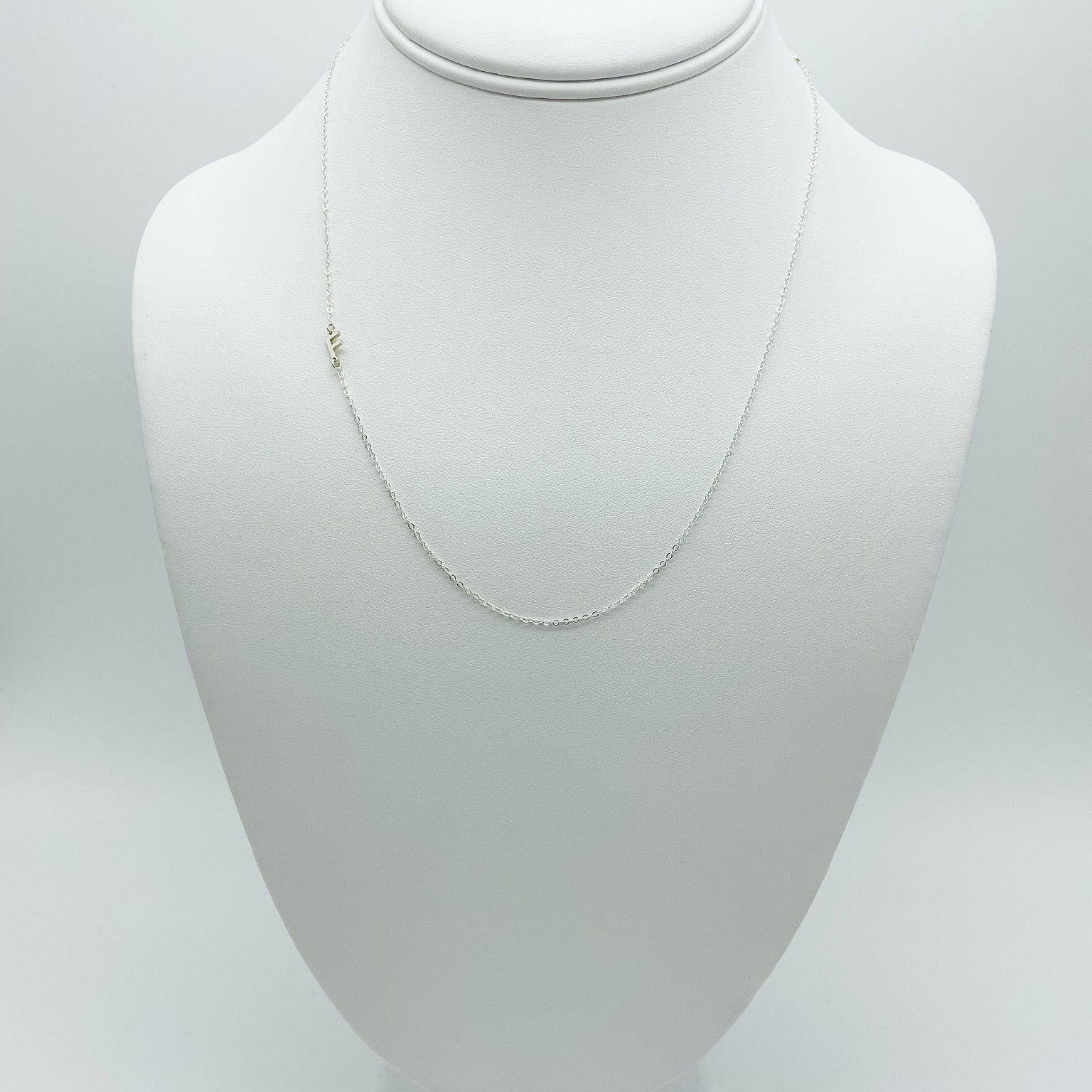 letter F necklace, sterling silver, essbe jewelry