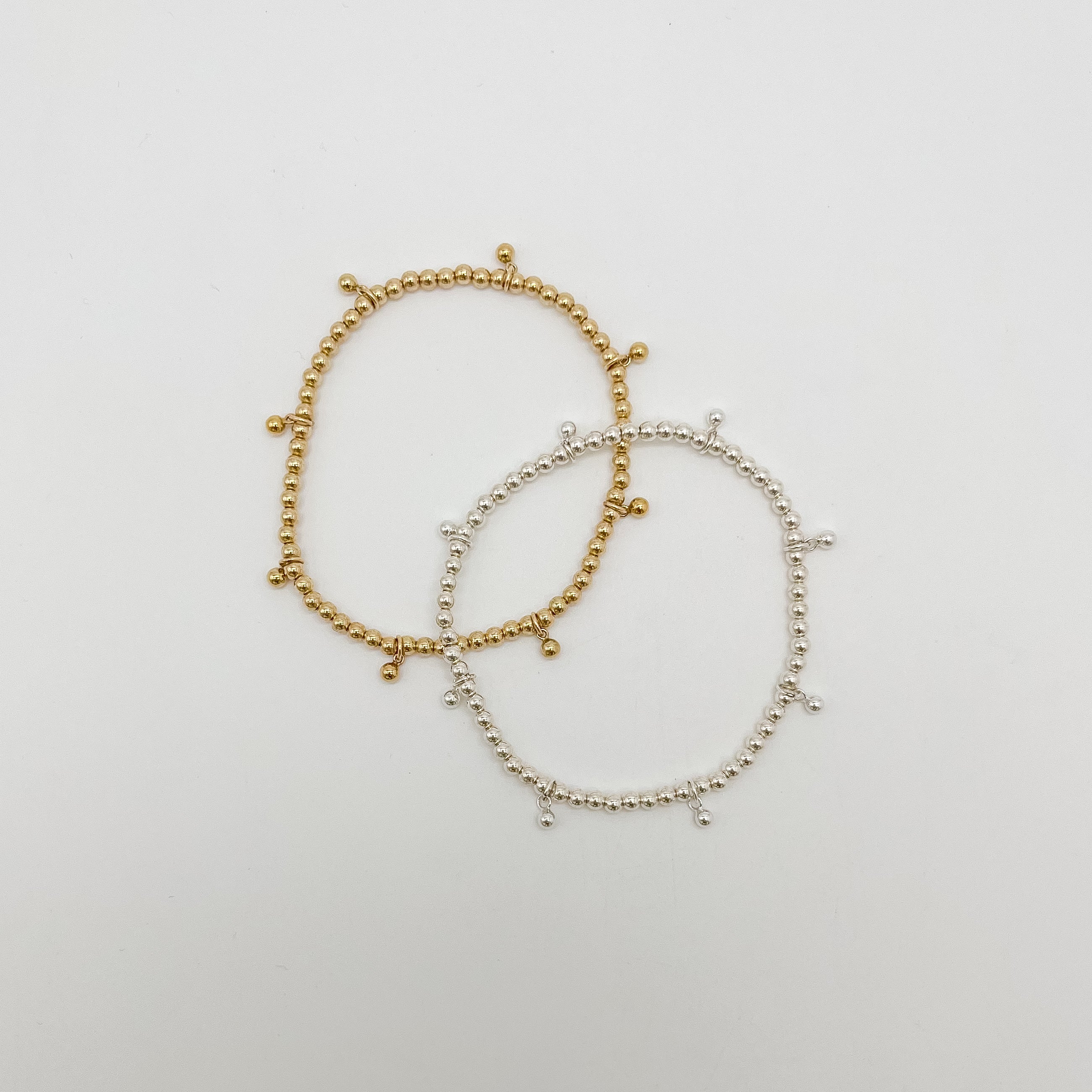 frankie beaded bracelet, 14k gold-filled bracelet, small business, handmade, beaded bracelet, elastic bracelet, dainty jewelry