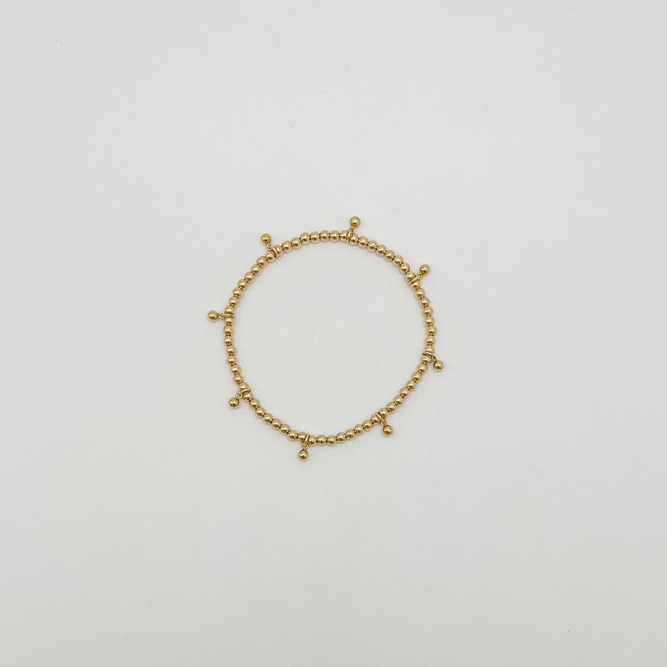 frankie beaded bracelet, 14k gold-filled bracelet, small business, handmade, beaded bracelet, elastic bracelet, dainty jewelry