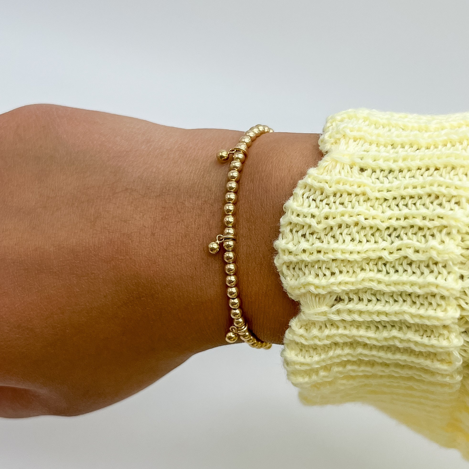 frankie beaded bracelet, 14k gold-filled bracelet, small business, handmade, beaded bracelet, elastic bracelet, dainty jewelry, bracelet stack inspo
