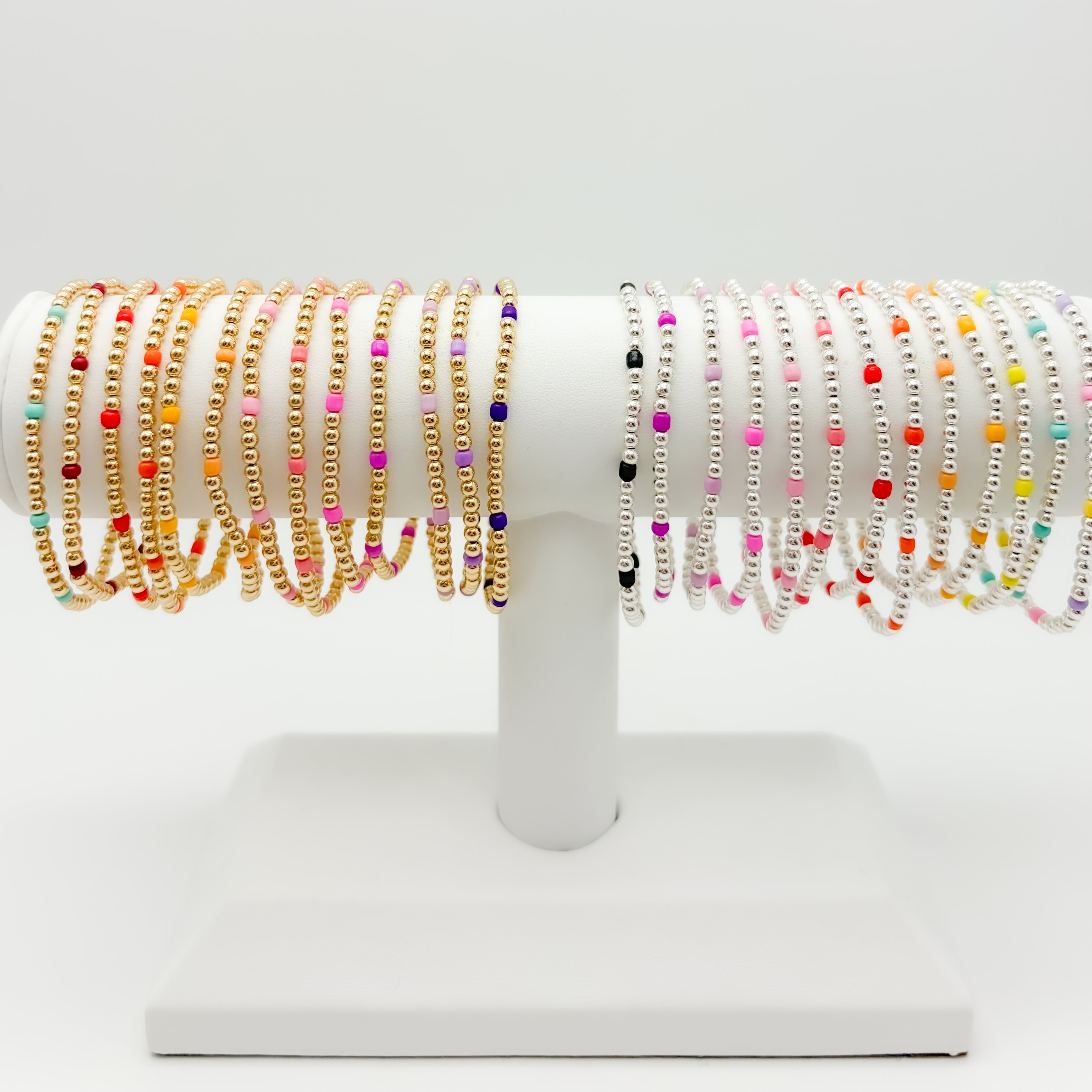 Small business, handmade, elastic bracelet, stretchy bracelet, colorful bracelets, sterling silver bracelets, enewton, beaded bracelets, confetti bracelets, michigan made, trendy