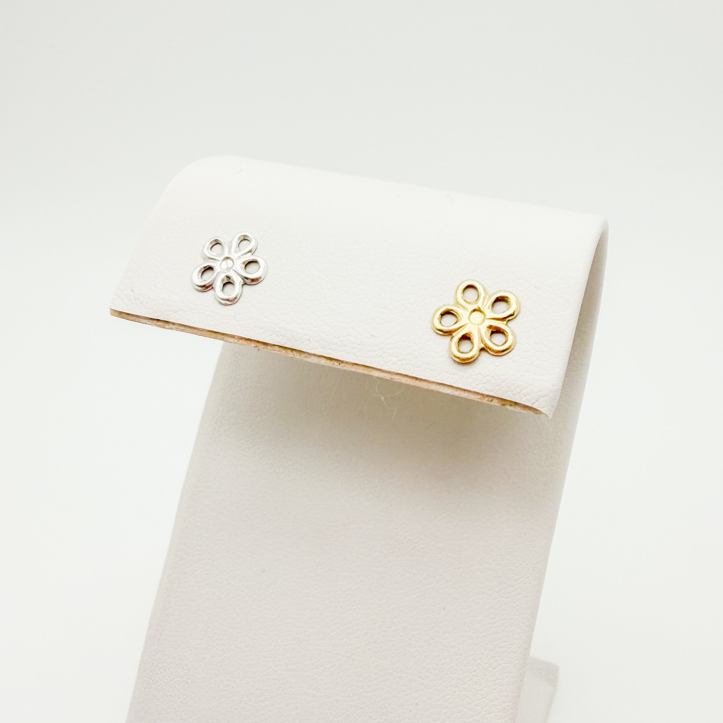 daisy studs, flower studs, small business, simple studs, flower earrings, kid earrings, gold filled earrings, gold filled studs, sterling silver studs, sterling silver earrings, open petal earrings