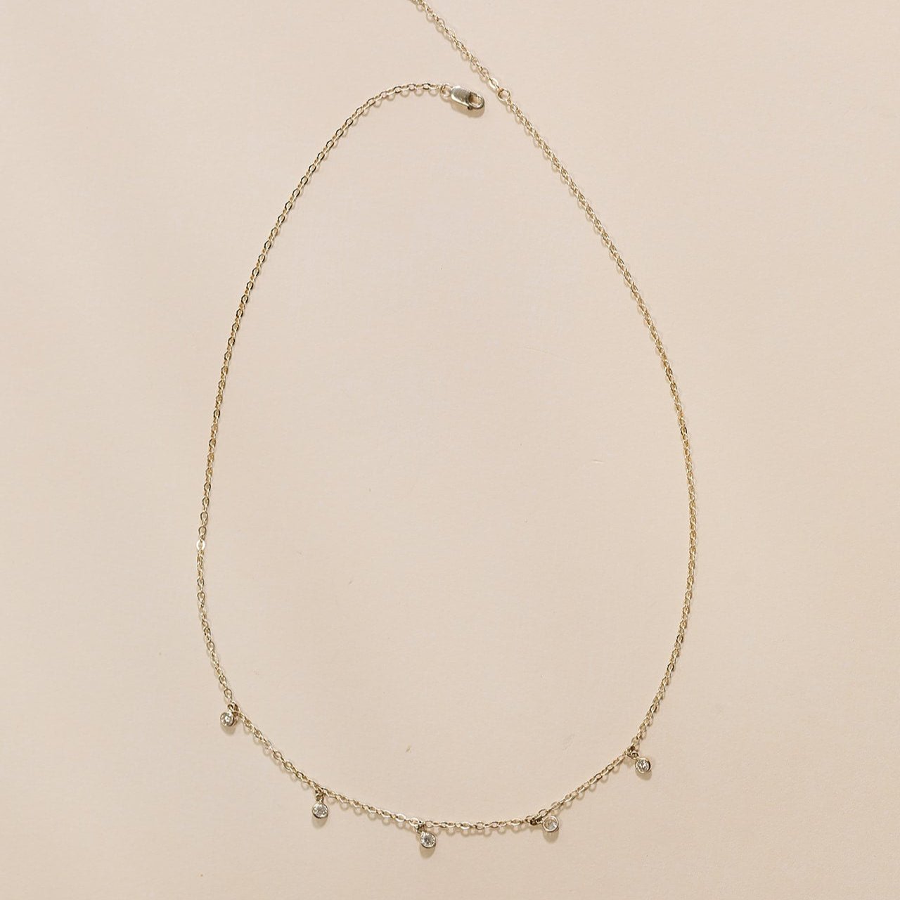 sterling silver necklace with cubic zirconia charms, 14 gold filled necklace with CZ charms, small business, handmade, simple necklace, michigan made, stackable necklace, dainty necklace, diamond charms