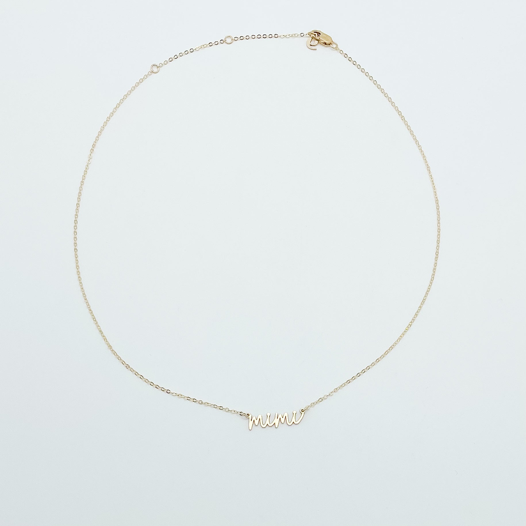 necklace for grandmas, mimi necklace, dainty necklace, small business, handmade, gifts for mom, grandma gifts, jewelry for grandma, simple necklace, 14k gold-filled necklace, sterling silver necklace, waterproof jewelry, michigan made