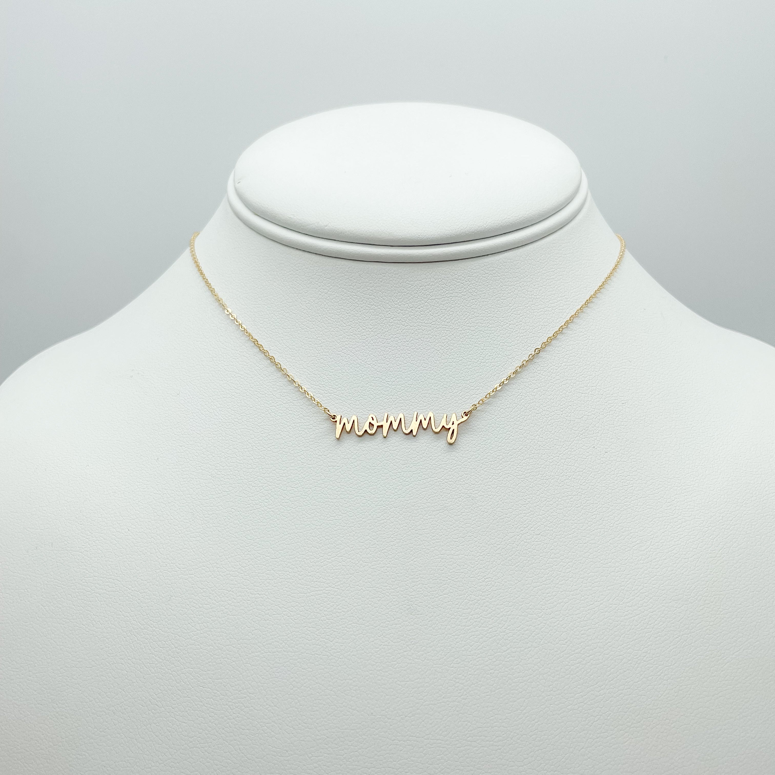 mommy necklace, gifts for mom, simple necklace, dainty necklace, waterproof necklace, gold-filled necklace, small business, essbe, michigan made, stackable necklace, sterling silver necklace