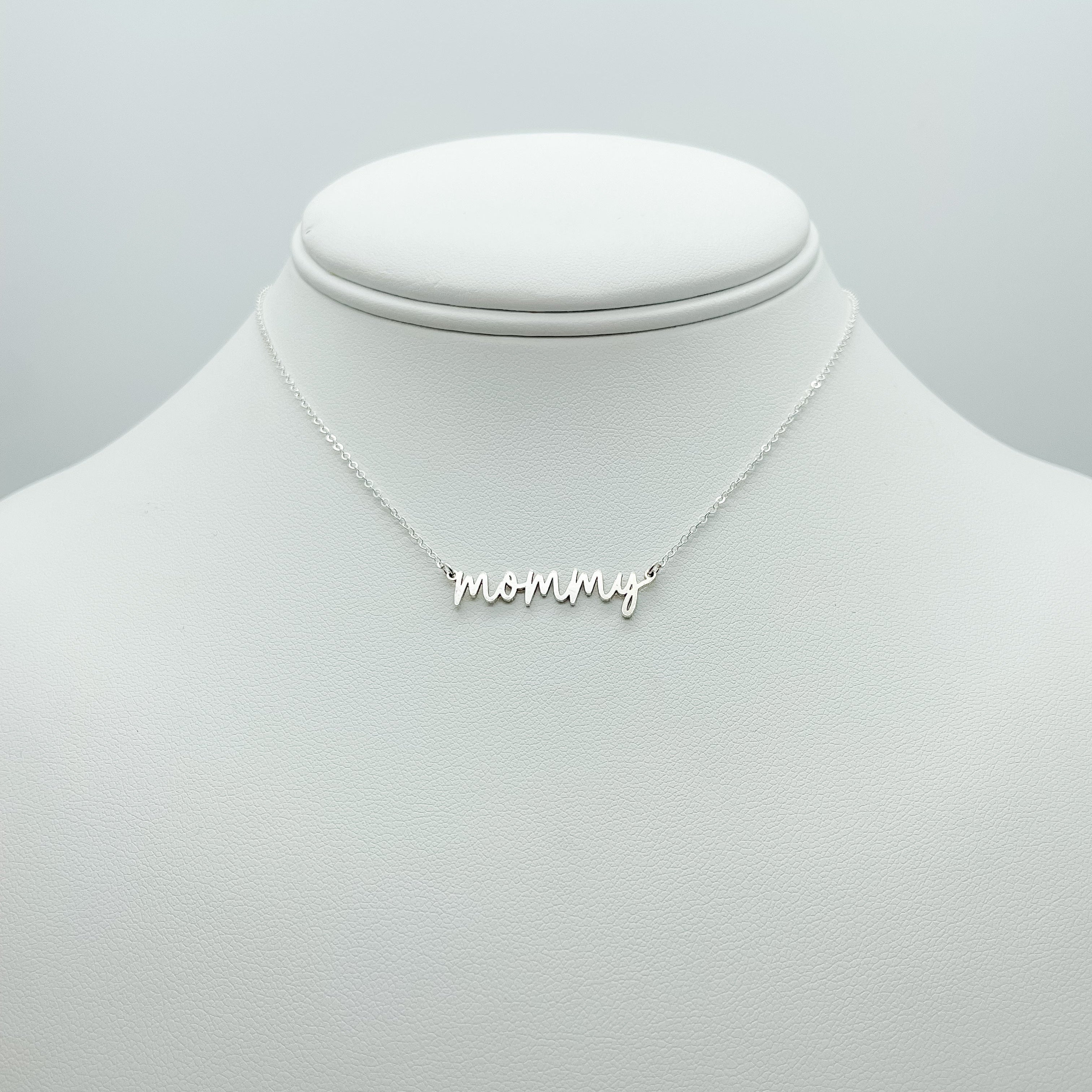 mommy necklace, gifts for mom, simple necklace, dainty necklace, waterproof necklace, gold-filled necklace, small business, essbe, michigan made, stackable necklace, sterling silver necklace