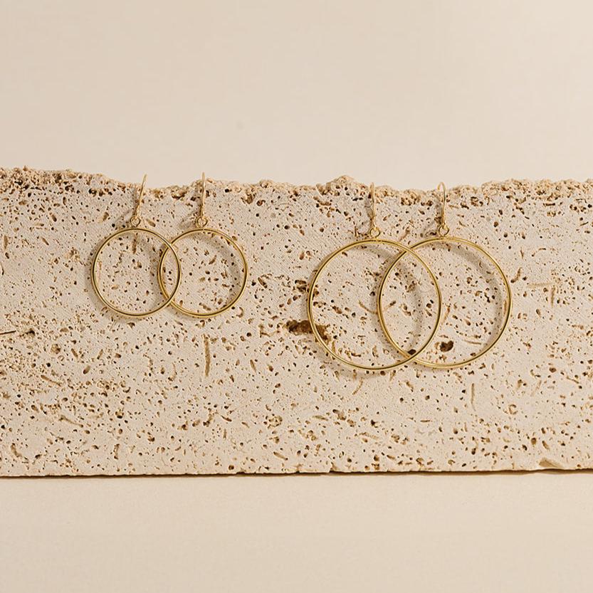 Open circle hoop earrings, gold earrings, gold-filled hoops, 14k gold-filled earrings, hanging earrings, small business