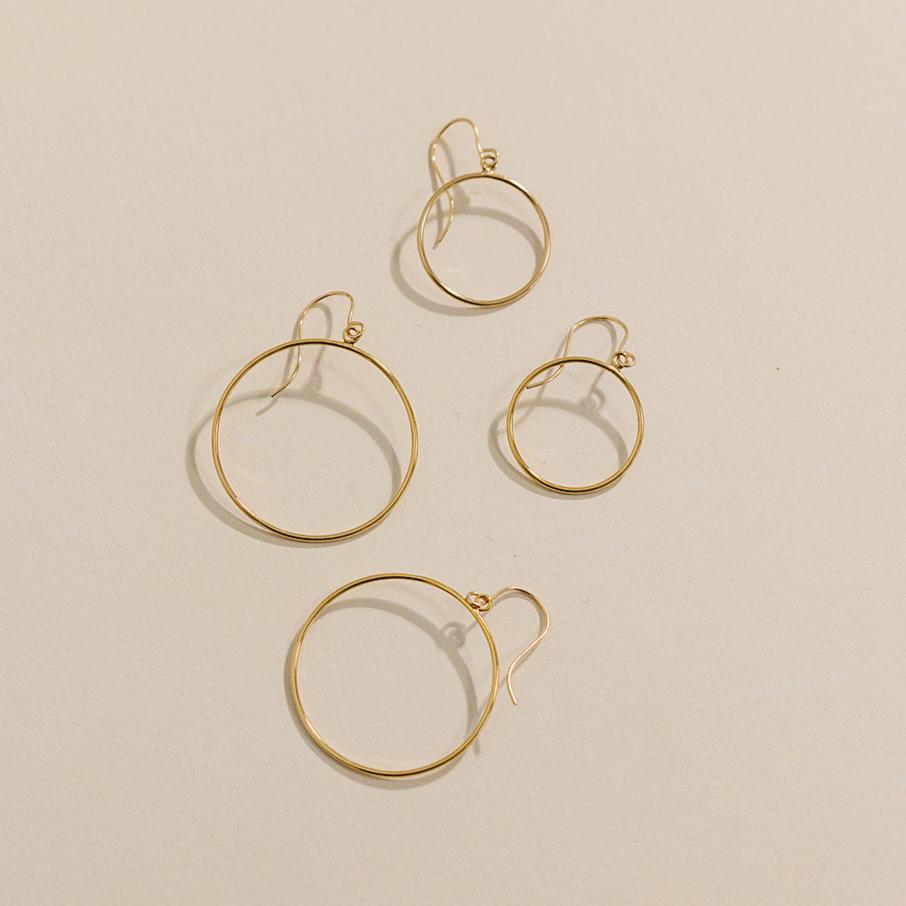 Open circle hoop earrings, gold earrings, gold-filled hoops, 14k gold-filled earrings, hanging earrings, small business