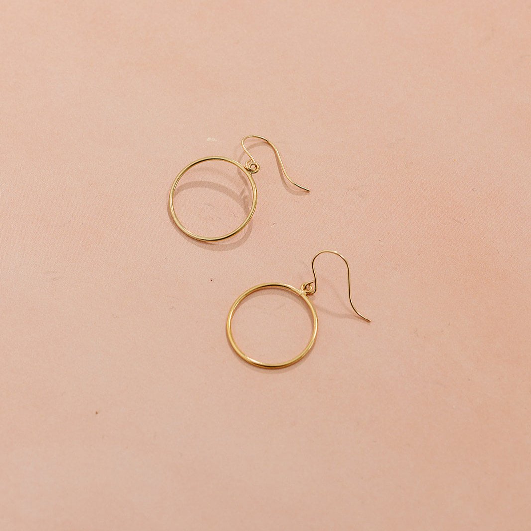 Open circle hoop earrings, gold earrings, gold-filled hoops, 14k gold-filled earrings, hanging earrings, small business