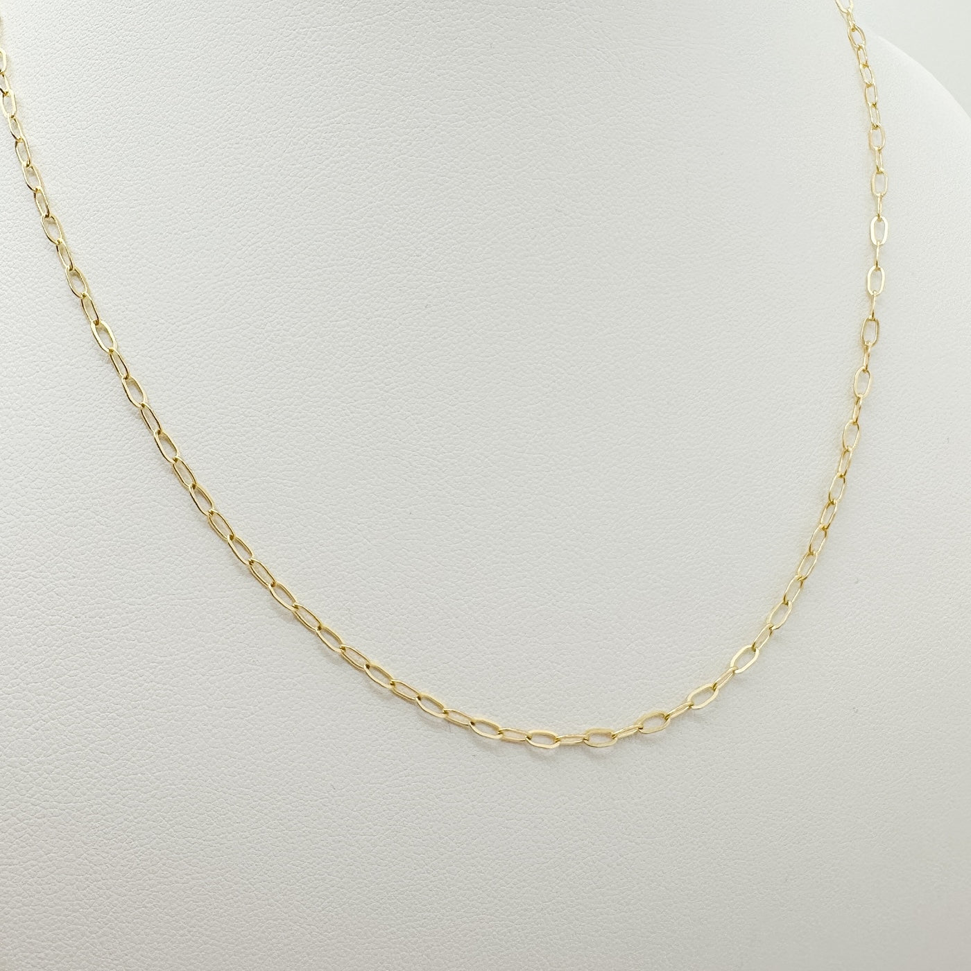 gold-filled paperclip chain necklace, paperclip necklace, simple necklace, stackable necklace, dainty necklace, timeless necklace, handmade, essbe, small business, waterproof necklace, michigan