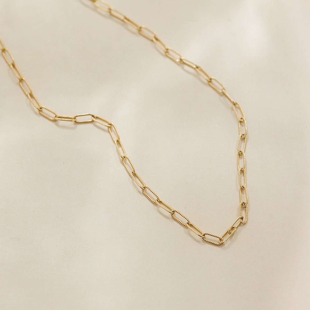paperclip necklace, big paperclip necklace, chunky paperclip, essbe, gift idea for her, rochester, Michigan, 14k gold-filled necklace, sterling silver necklace