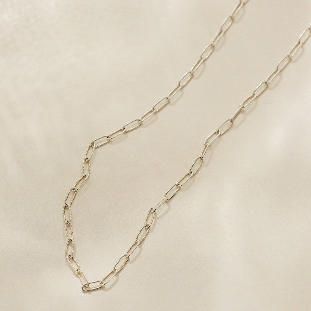 paperclip necklace, big paperclip necklace, chunky paperclip, essbe, gift idea for her, rochester, Michigan, 14k gold-filled necklace, sterling silver necklace