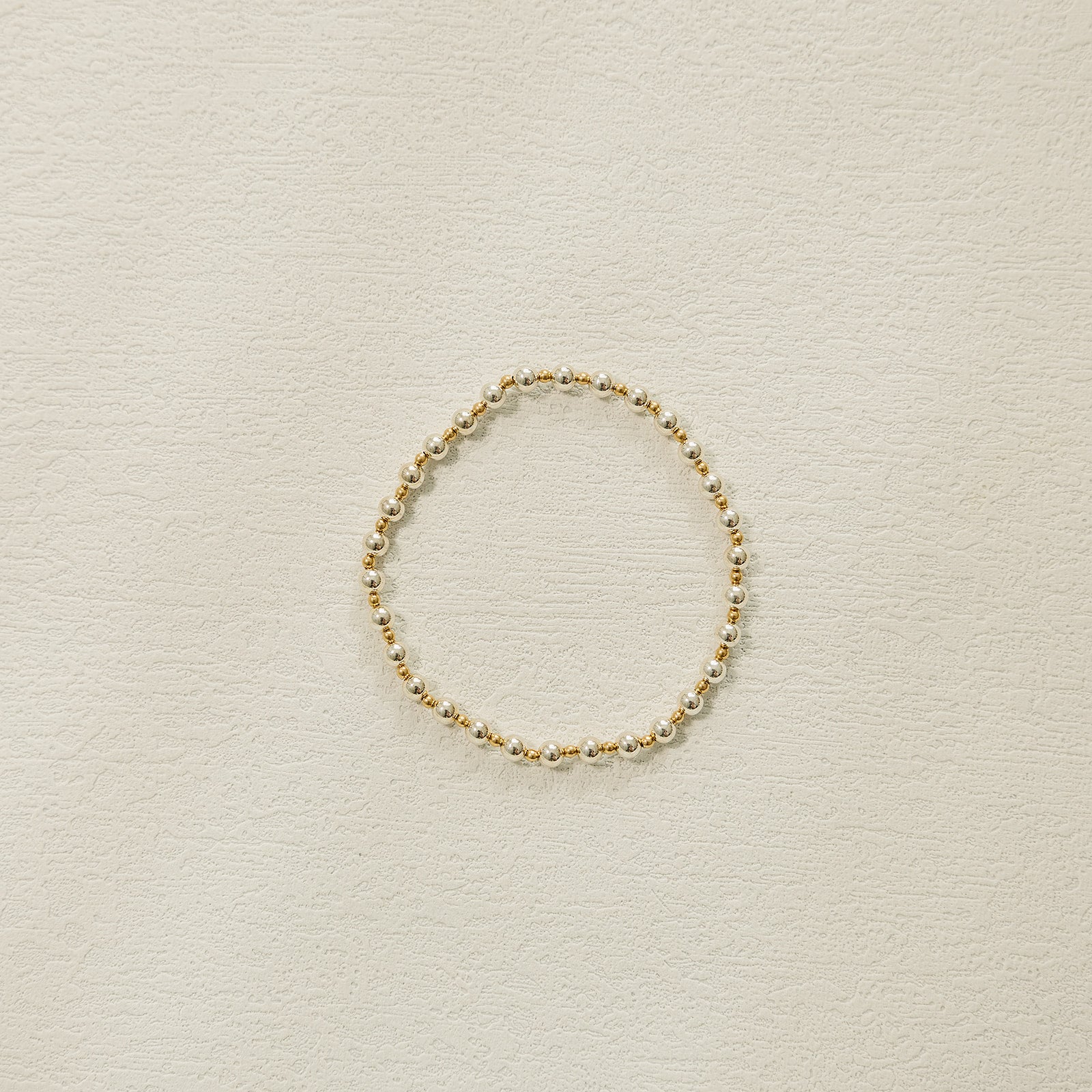 gold filled, sterling silver, beaded bracelet, mixed metals, elastic bracelet, handmade, small business, women owned, bracelet, Thalia beaded bracelet