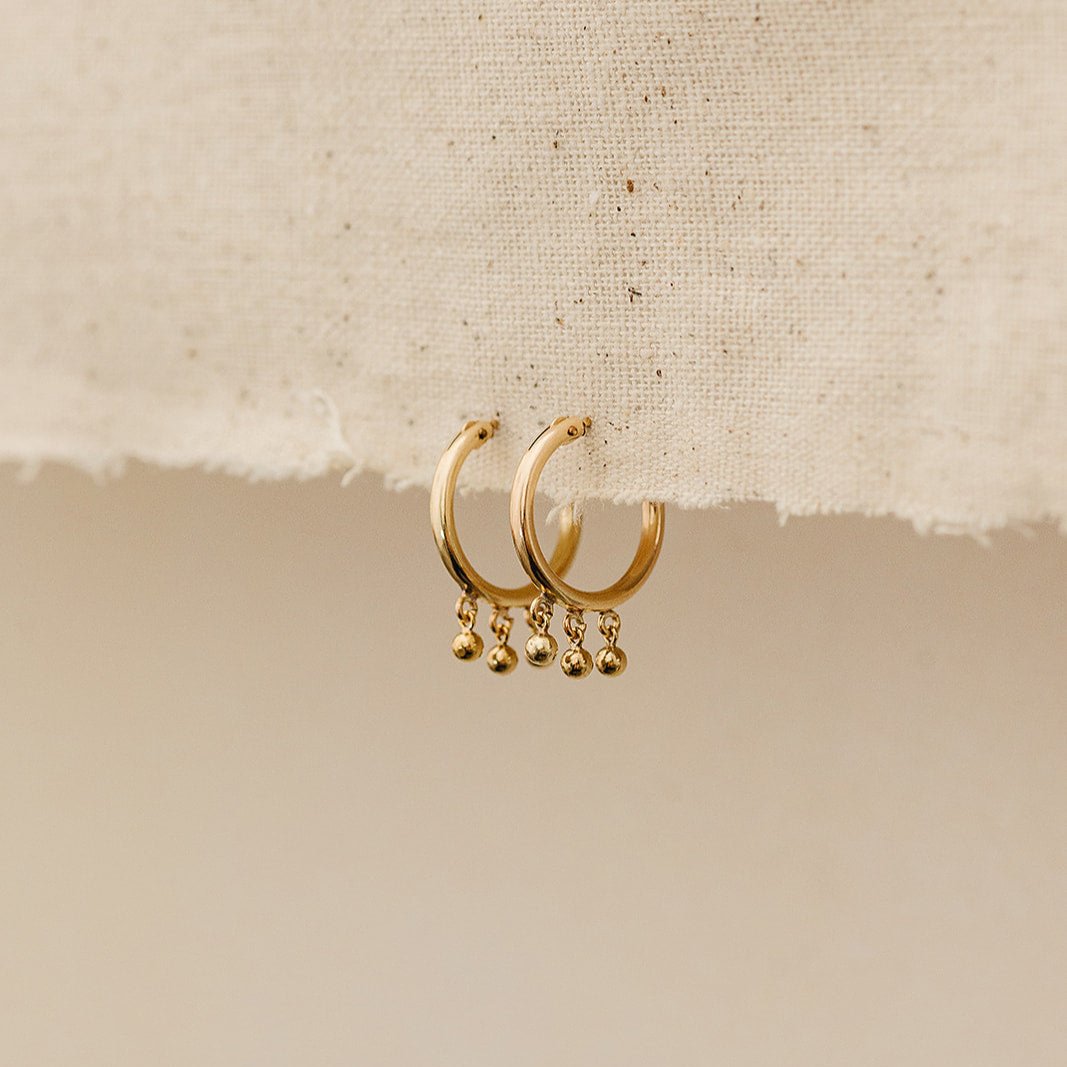 gold filled hoop earrings, gold filled charm hoop earrings, small gold filled earrings, gold filled hoop earrings, gold filled earrings, waterproof earrings