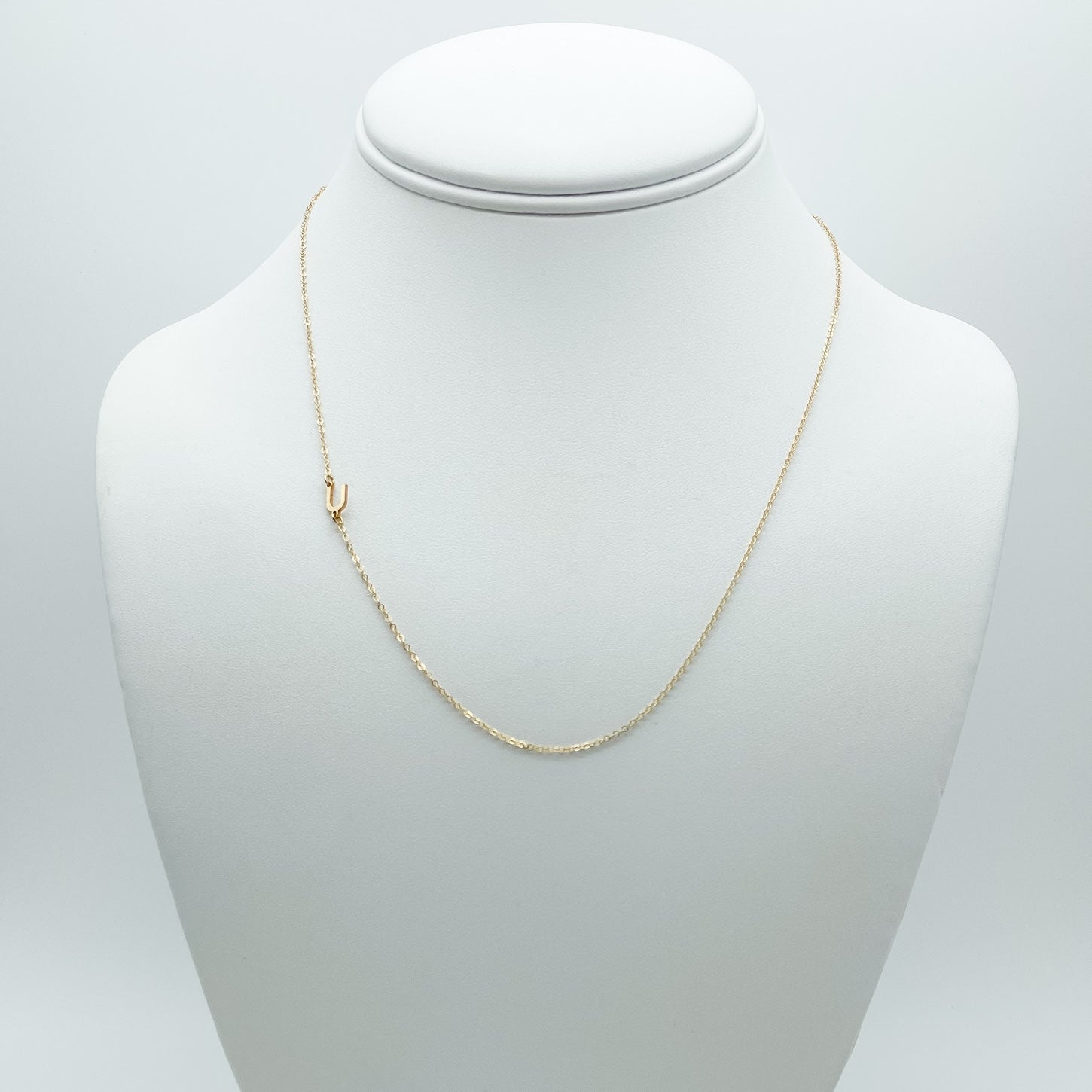 letter U charm necklace, 14k gold-filled,