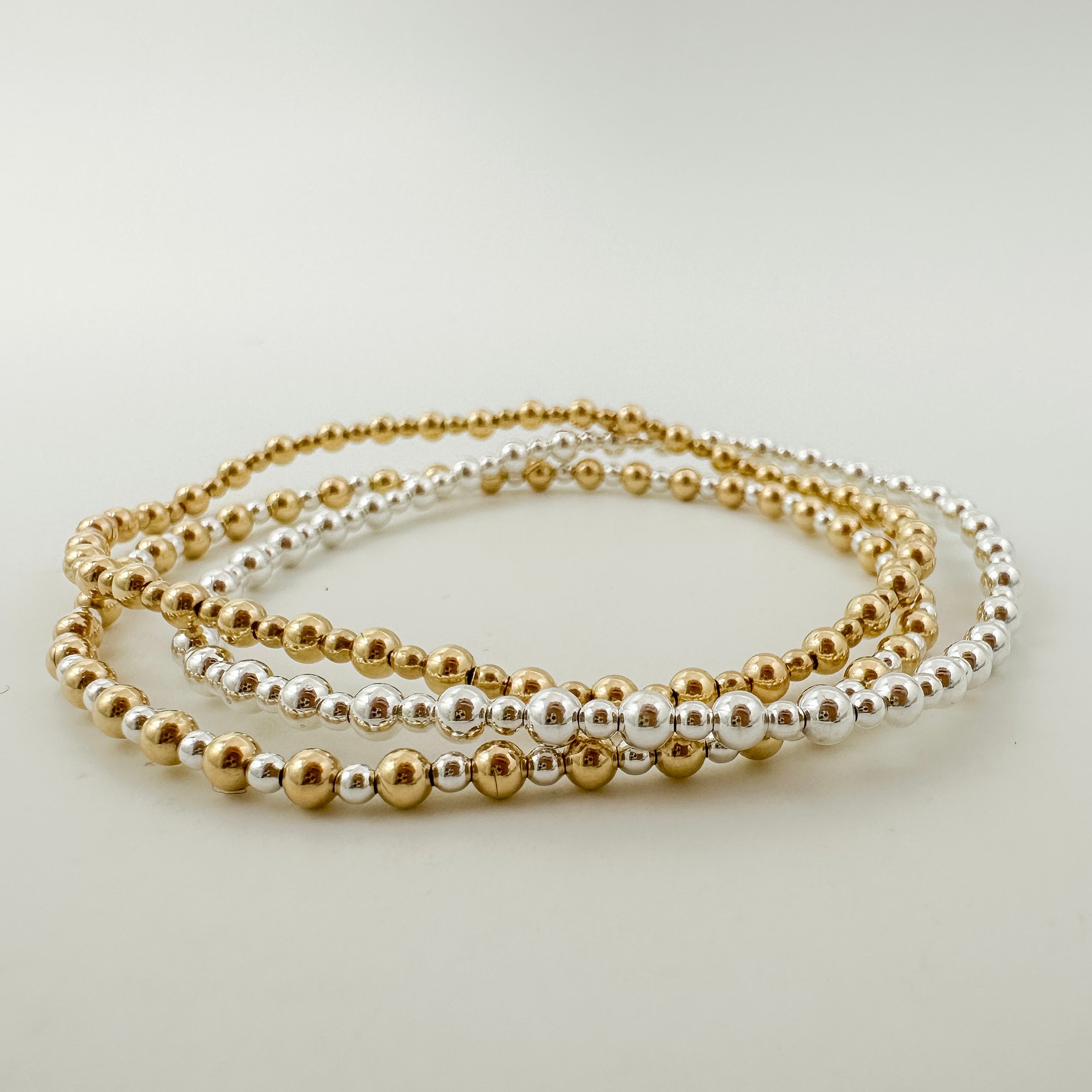 gold filled, gold filled bracelet, beaded bracelet, gold filled beaded bracelet, handmade bracelet, michigan made, sterling silver bracelet, mixed metal bracelet