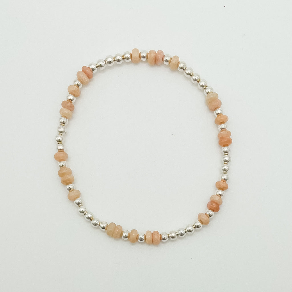 Autumn beaded bracelet, sunstone beaded bracelet, beaded bracelet, fall bracelet, fall collection, elastic bracelet, handmade, small business, 3mm gold filled beads, gold beaded bracelet, essbe, michigan made, sterling silver bracelet