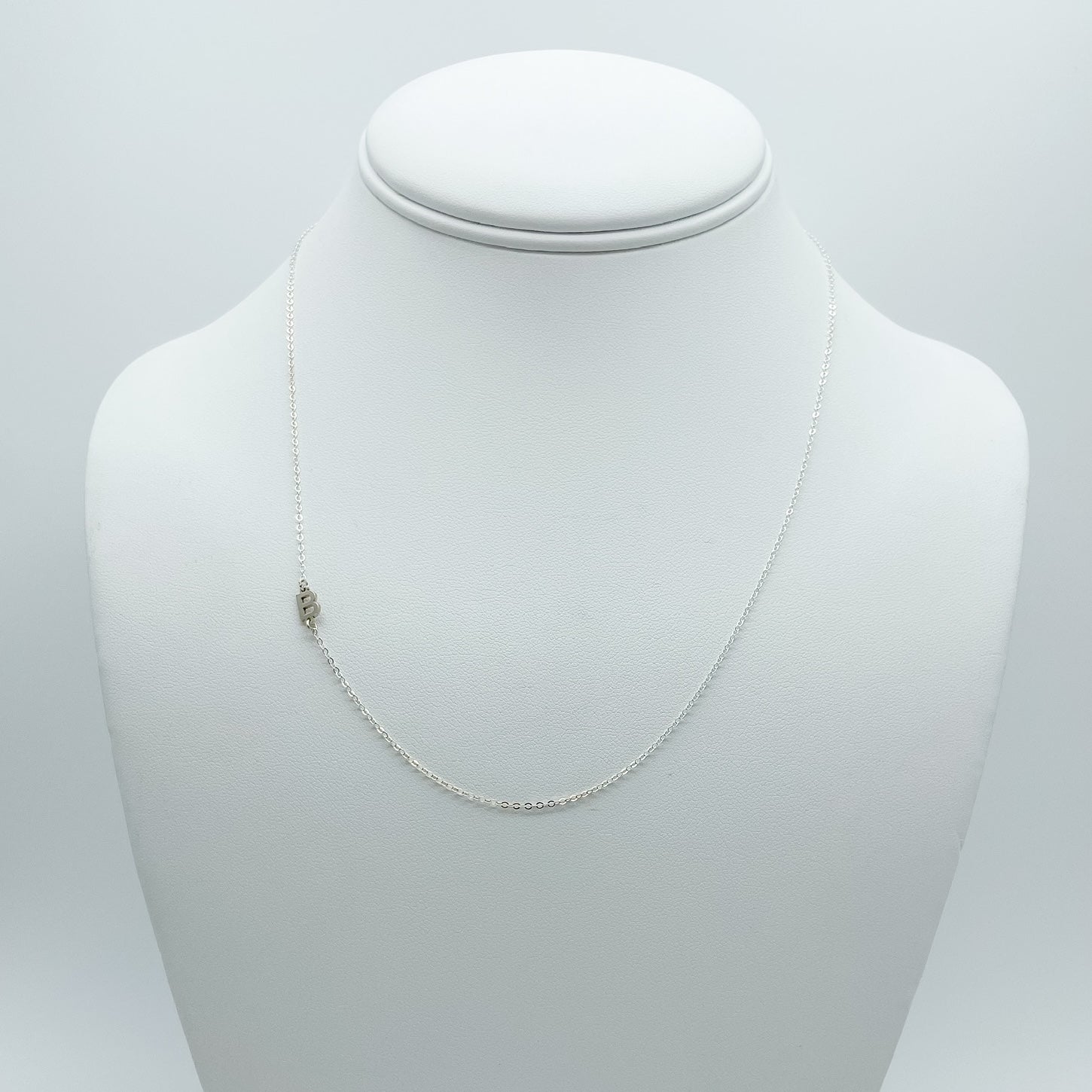 letter B silver initial necklace