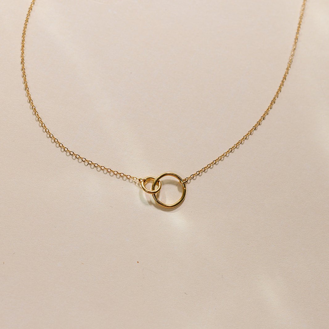 Better together necklace, dainty necklace, connector, gold-filled jewelry, 14k gold-filled necklace, sterling silver necklace, water proof necklace, handmade, essbe, small business, everyday jewelry