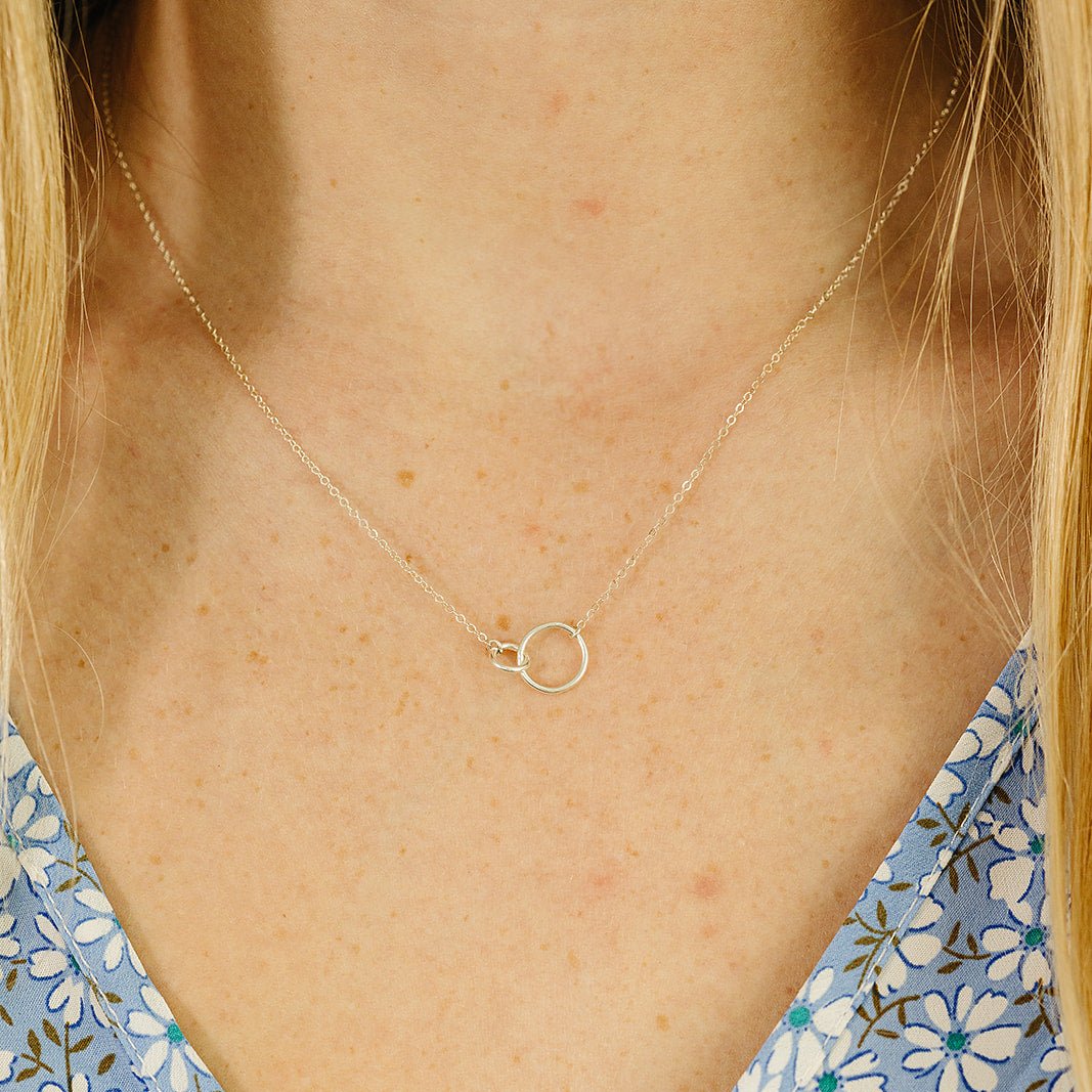 Better together necklace, dainty necklace, connector, gold-filled jewelry, 14k gold-filled necklace, sterling silver necklace, water proof necklace, handmade, essbe, small business, everyday jewelry