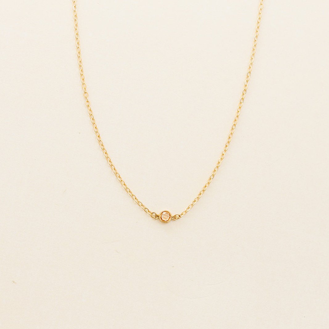 citrine birthstone necklace, birthstone necklace, necklace, cable chain necklace, 14k gold-filled, essbe, michigan made