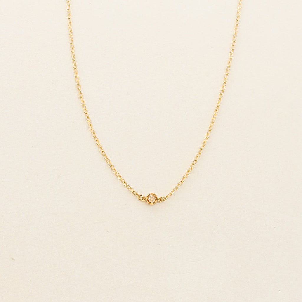 citrine birthstone necklace, birthstone necklace, necklace, cable chain necklace, 14k gold-filled, essbe, michigan made