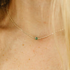 emerald birthstone necklace, may birthstone, necklace, cable chain necklace, sterling silver, essbe, michigan made