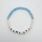 Lions bracelet, small business, handmade, Michigan made, blue and white jewelry, 14k gold filled jewelry, .925 sterling silver jewelry, game day bracelet, football accessories, Lions accessories, Lion pride, waterproof jewelry, game day collection
