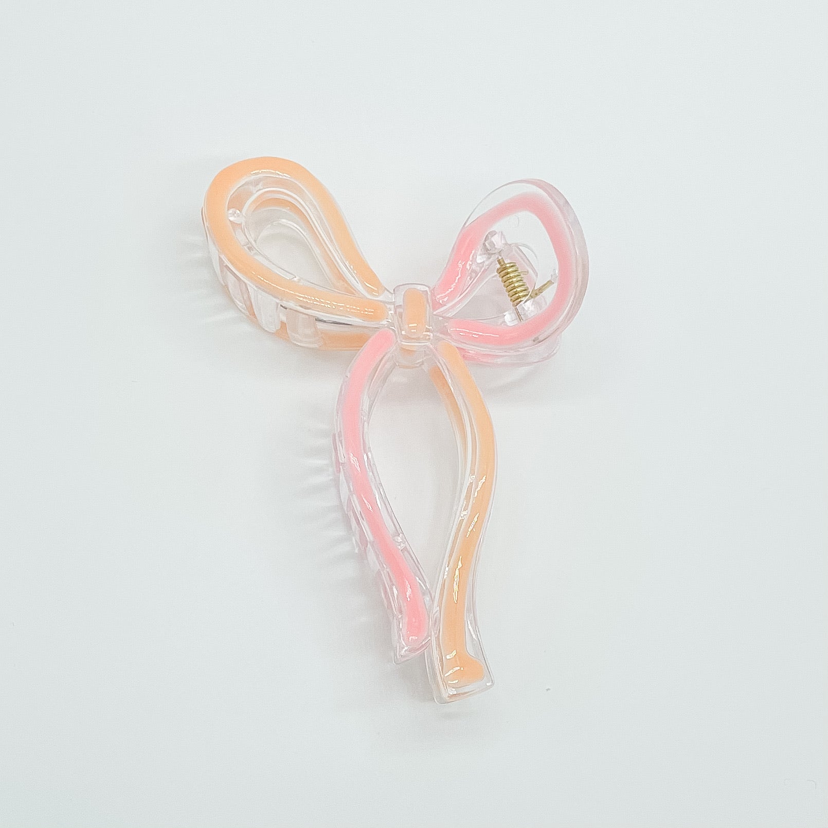 Pink hair clip, orange hair clip, bow hair clip, bow claw clip, hair clip, claw clip, hair accessories, small business, essbe, michigan, women owned, coquette accessories