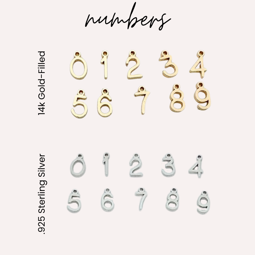 charm bar, charm bar near me, michigan, 14k gold-filled,  number charms, personalized gift