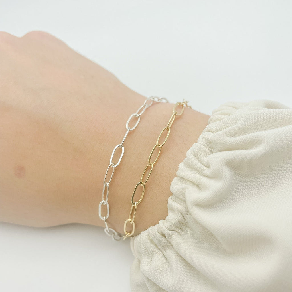 Chunky paperclip chain bracelet, gold filled bracelet, chain bracelet, small business, handmade, paperclip bracelet, accent bracelet, clasp bracelet, bracelet stack inspiration, sterling silver bracelet