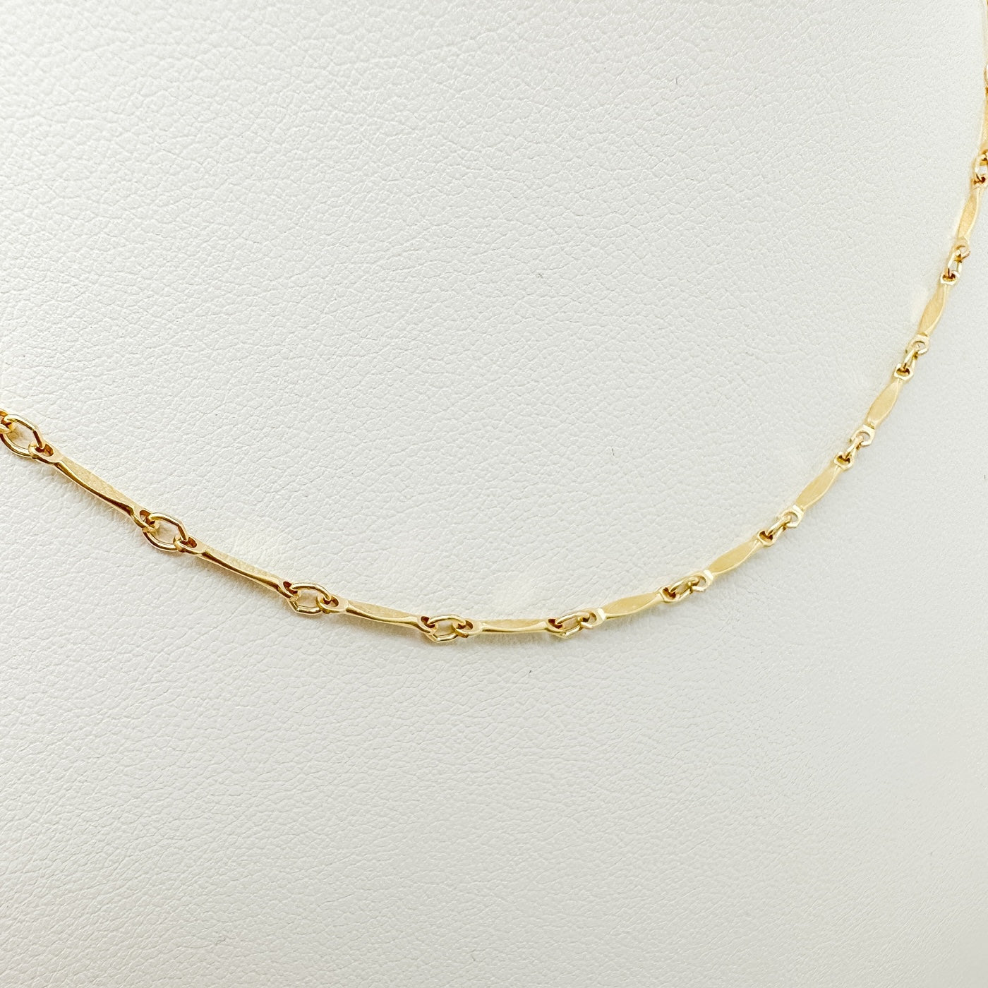 14k gold-filled necklace, dapped bar necklace, simple necklace, waterproof necklace, stackable necklace, chain necklace, small business, handmade, essbe, michigan