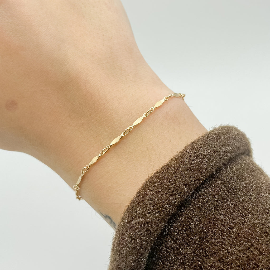 dapped bar chain bracelet, gold filled bracelet, chain bracelet, metal bracelet, handmade, small business, bracelet inspo