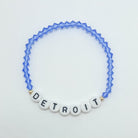 Lions bracelet, Detroit Lions accessory, small business, handmade, Michigan made, Essbe, Detroit beaded bracelet, Detroit bracelet, Blue bracelet, beaded bracelet, elastic bracelet, precioso beads, letter bracelet