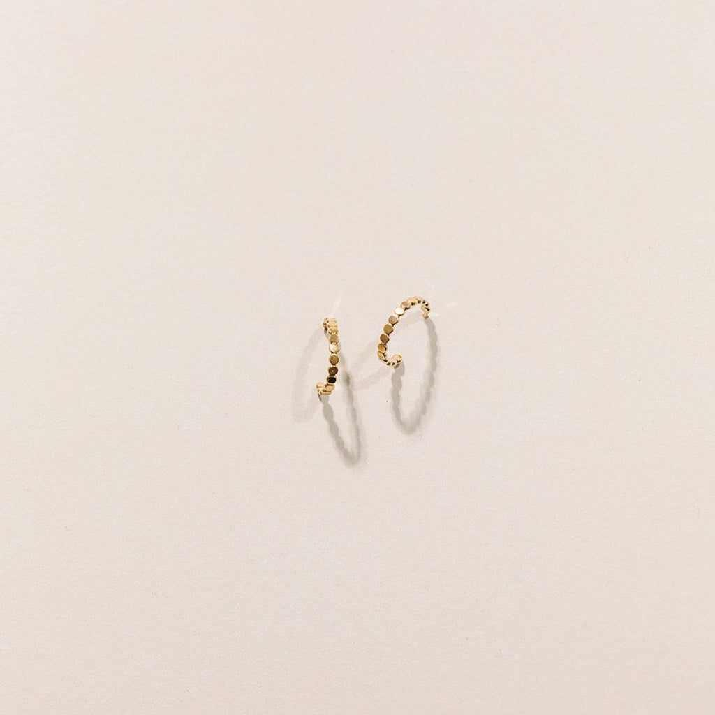 Dottie earrings, gold-filled earrings, hoop earrings, dainty earrings, dottie hoops, simple hoop earrings, small business, water proof earrings, essbe, michigan, sterling silver hoop earrings