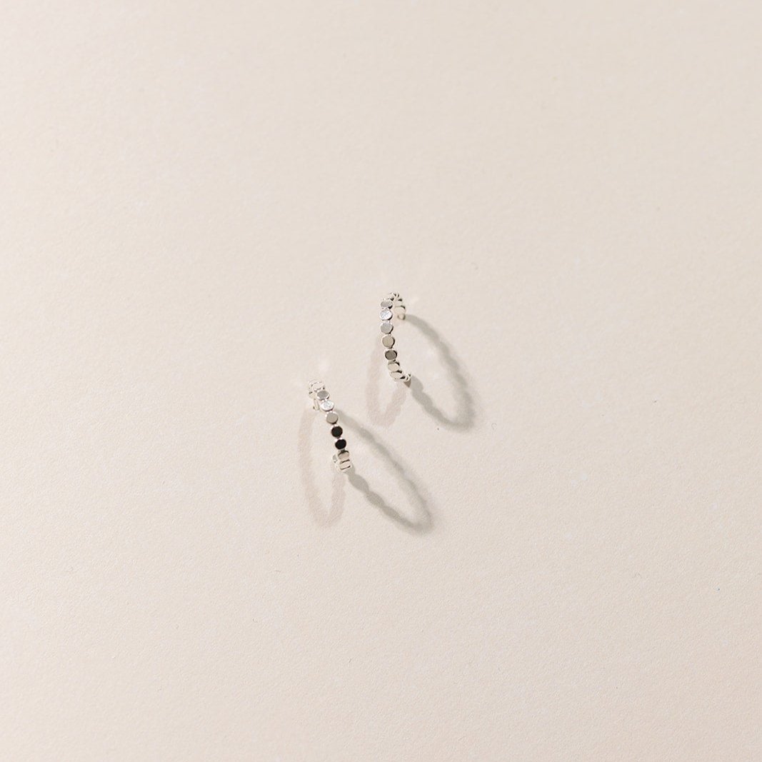 Dottie earrings, gold-filled earrings, hoop earrings, dainty earrings, dottie hoops, simple hoop earrings, small business, water proof earrings, essbe, michigan, sterling silver hoop earrings