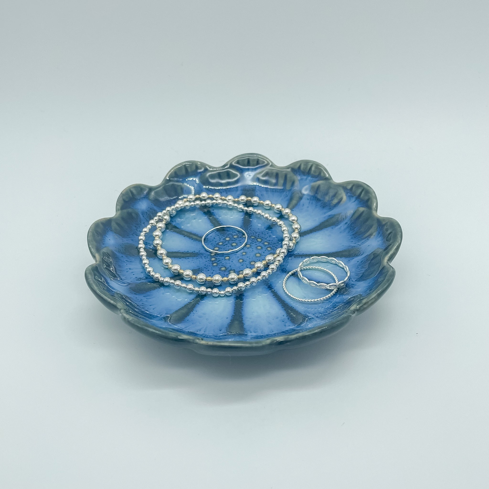 Jewelry Dish, Jewelry storage, Elise Jewelry Dish, small business, essbe, michigan, jewelry organizer, blue flower dish, simple dish, fall collection