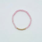 Ella beaded bracelet, light pink bracelet, handmade, small business, 14k gold-filled beads, sterling silver beads, gold filled bracelet, sterling silver bracelet, elastic bracelet, essbe, michigan made