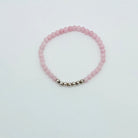 Ella beaded bracelet, light pink bracelet, handmade, small business, 14k gold-filled beads, sterling silver beads, gold filled bracelet, sterling silver bracelet, elastic bracelet, essbe, michigan made