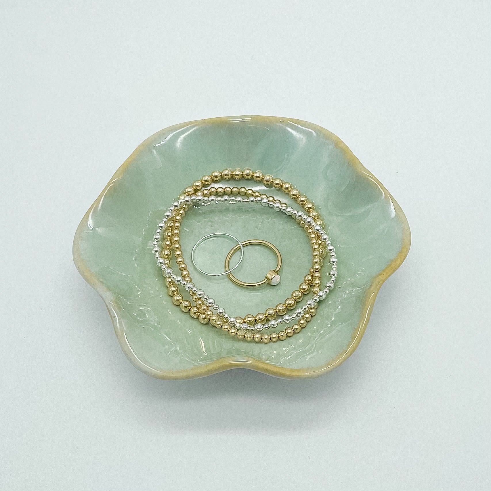 Ellie jewelry dish, jewelry dish, jewelry tray, jewelry organizer, small business, essbe, michigan, seafoam jewelry tray, useful decor, jewelry accessory