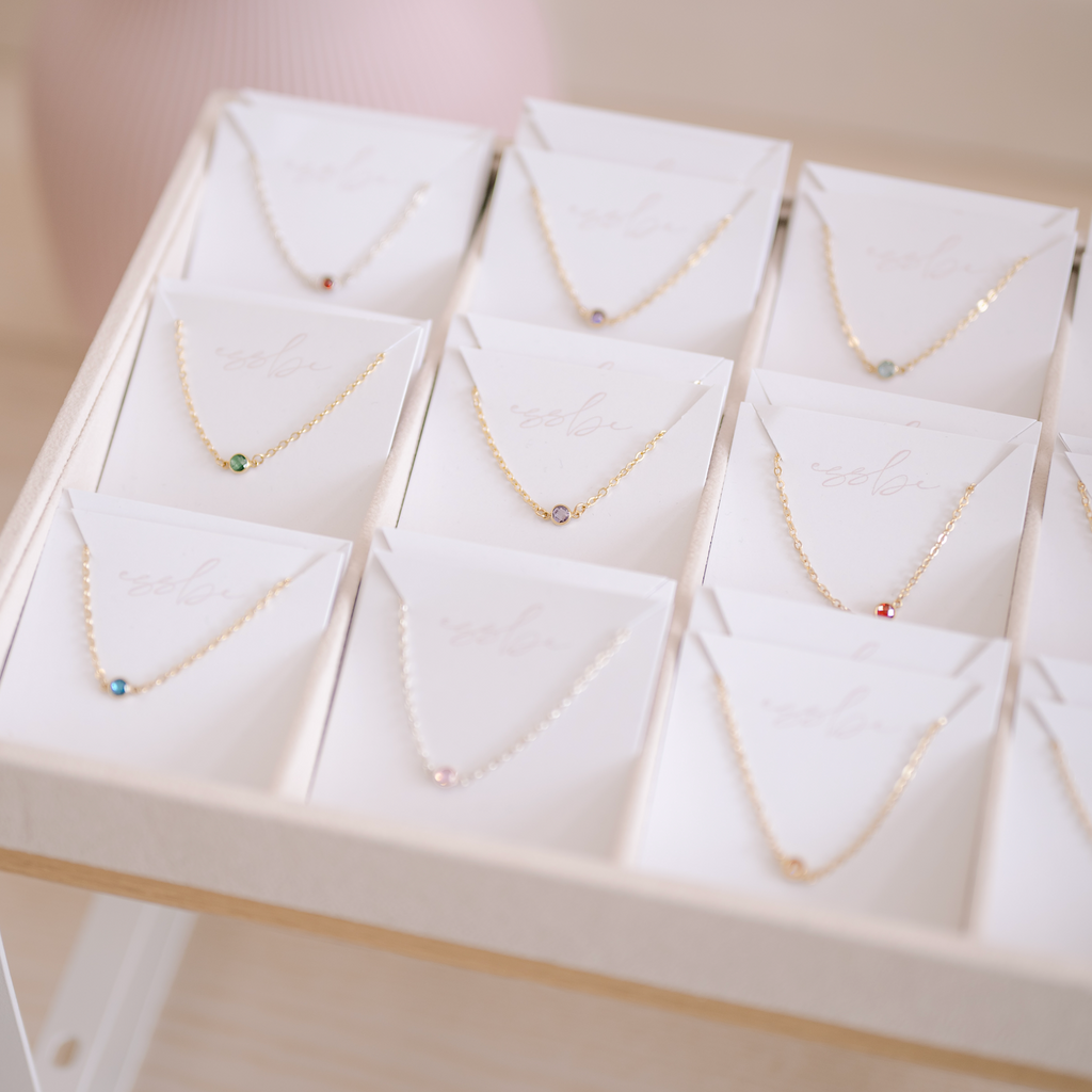 birthstone necklaces, gift ideas, rochester, michigan, small business, essbe