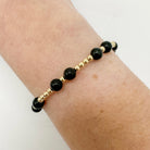 perfect bracelet for everyday, black bracelet, evelyn beaded bracelet, stackable jewelry, handmade, essbe, michigan