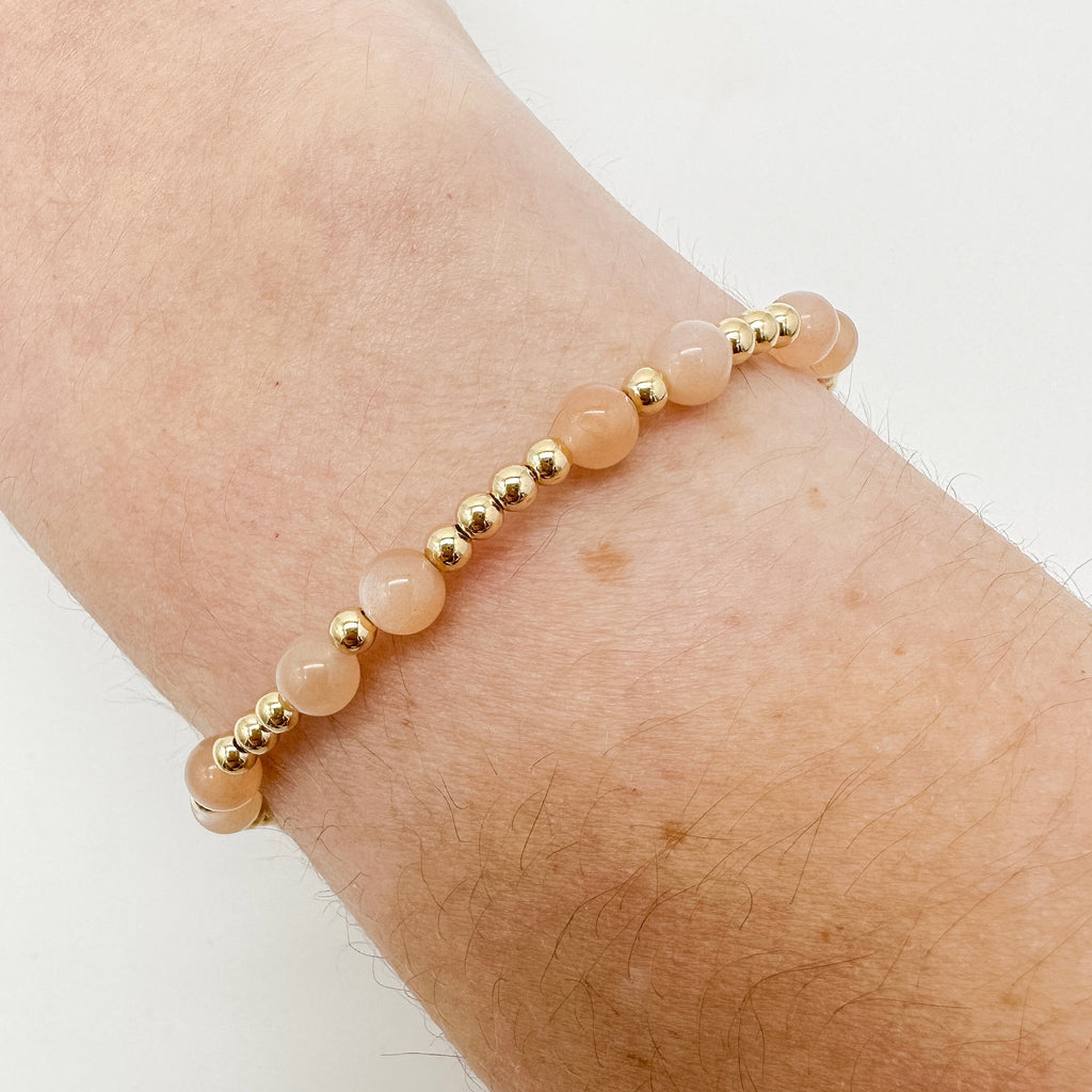 gorgeous neutral bracelet with gold-fill accent