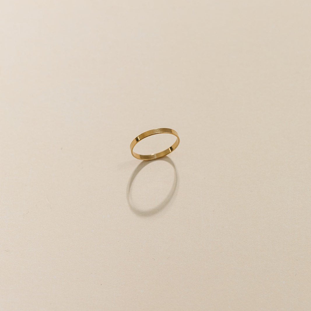 gold-filled ring, sterling silver ring, flat band ring, simple ring, dainty ring, stackable ring, water proof ring, small business, essbe, michigan